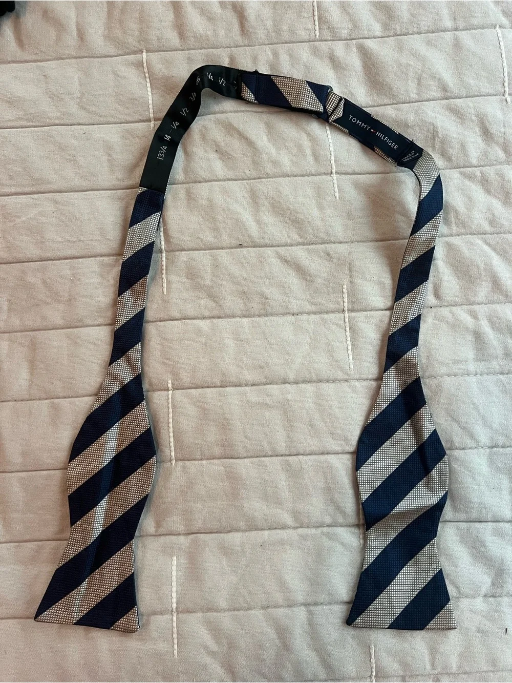 Tommy Hilfiger Navy & Silver Striped Bow Tie (Pre-Tied)